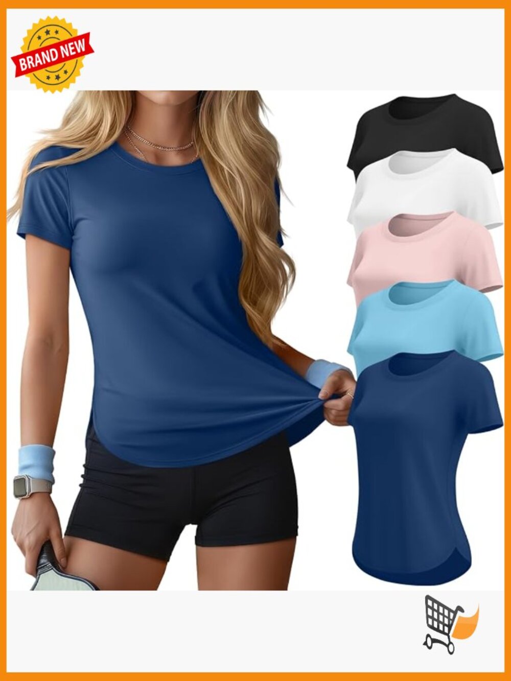 5 Pack Women's Quick Dry UPF 50+ Short Sleeve Tees Athletic Yoga Shirts